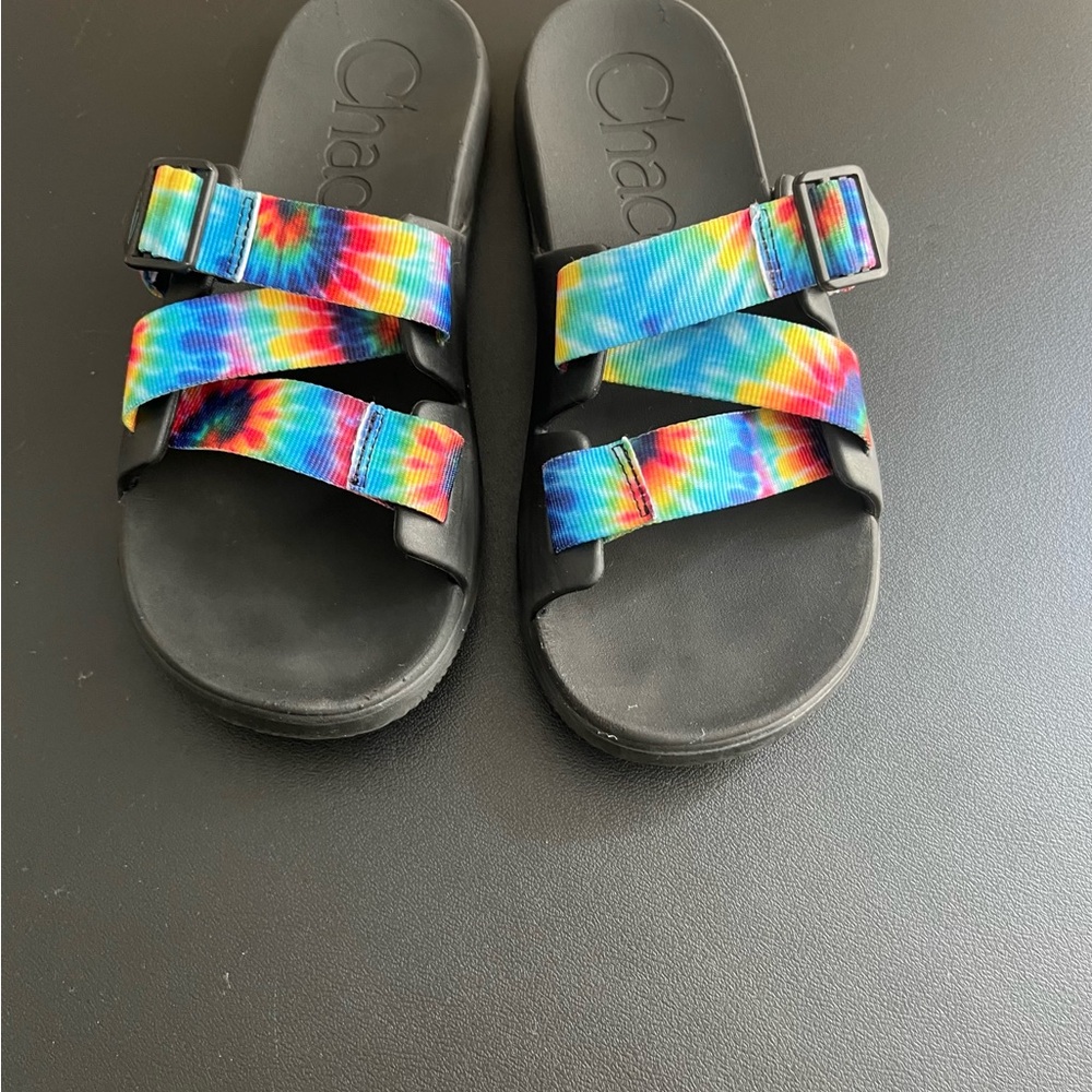 Chaco Rainbow Tie-Dye Strappy Slide Sandals